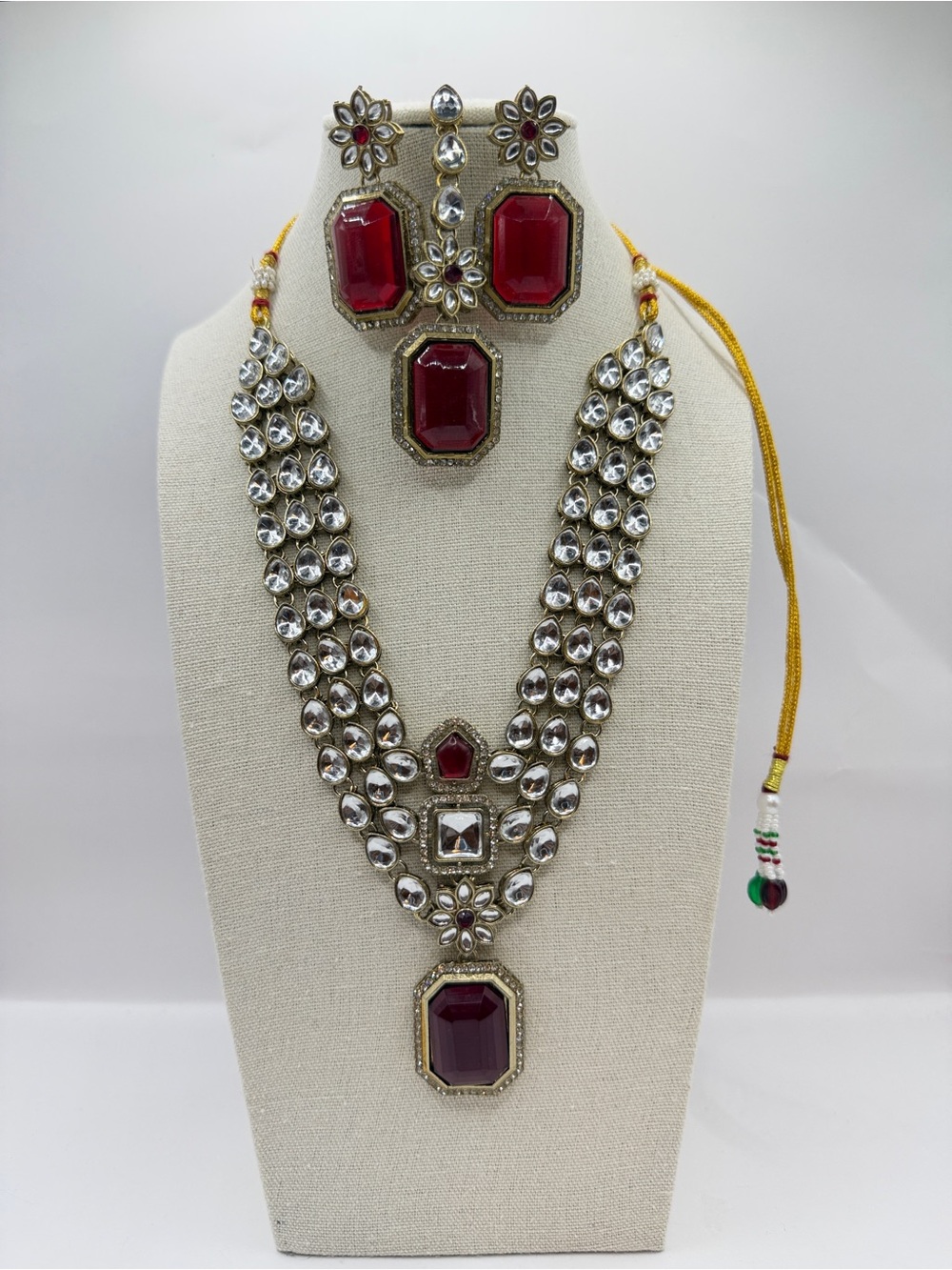 Red Kundan Statement Necklace Set